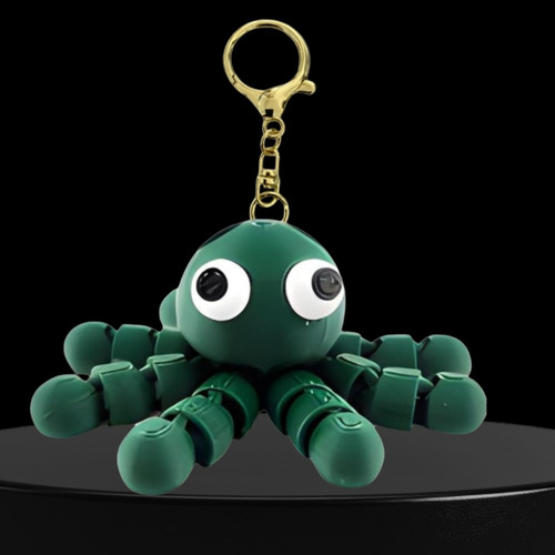 Llavero De Pulpo Articulado Distintos Colores Accesorio Moda Verde Oscuro