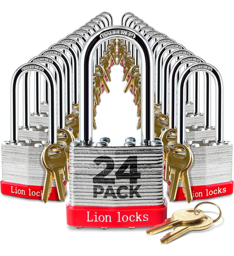 Lion Locks 24 Candados Con Llaves Iguales Grillete Largo De 