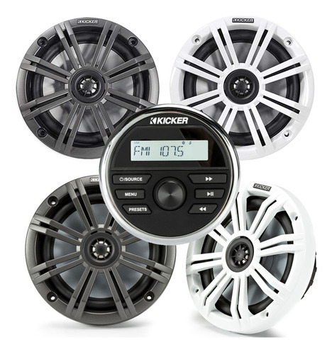 Stereo Nautico Bluetooth Kicker 4 Parlantes 6,5 Pulgadas