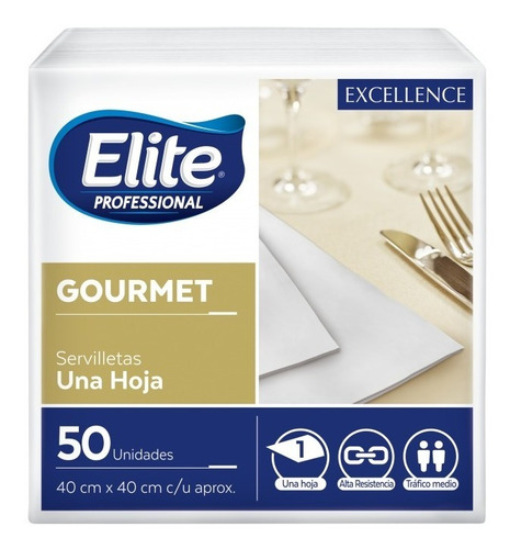 Imagen 1 de 3 de Servilleta Elite Gourmet Blanca Caja X 600 Officenter