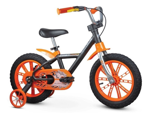 Bicicleta  infantil infantil Nathor Aro 14 First pro 2020 aro 14 cor preto/laranja com rodas de treinamento