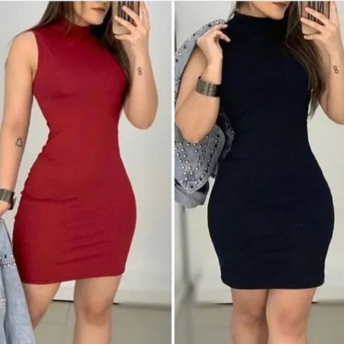 Vestido canelado best sale com gola