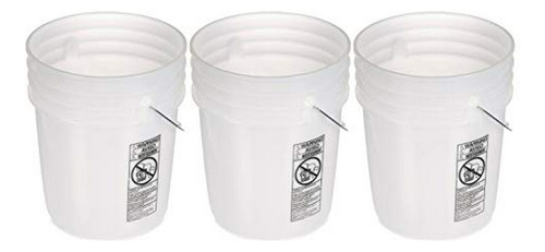 Cubos Plástico 5 Galones (20l), 3-pack Blanco