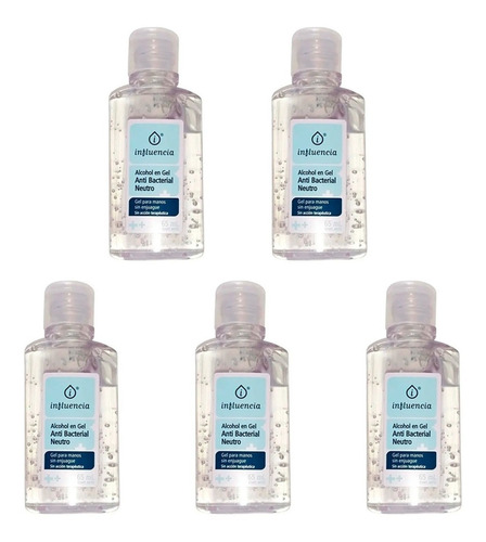 Alcohol En Gel Desinfectante Bacterial Aprobado 65 Ml X 5 Un
