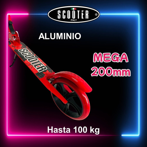 Monopatin Scooter Italy Mega Aluminio Ruedas 200mm Plegable
