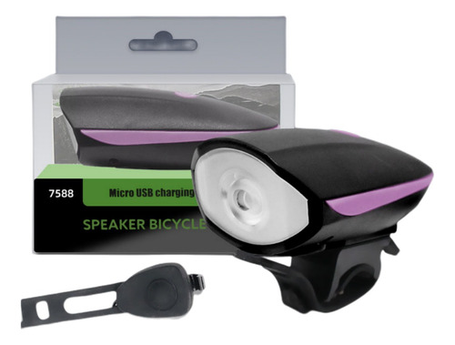 Luz Bocina Bicicleta Delantera Foco Carga Micro Usb