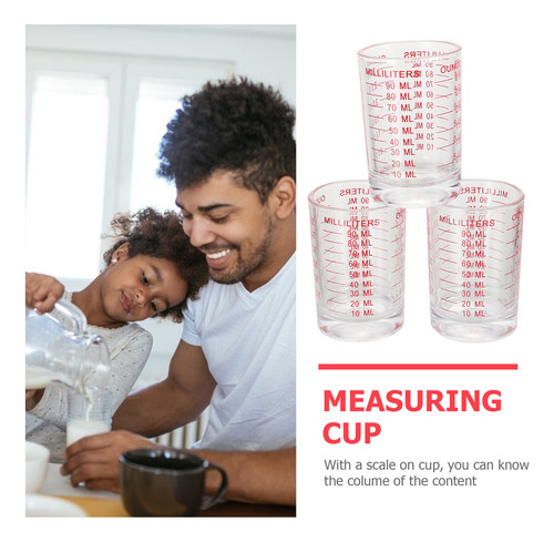Tazas Medidoras De Vidrio Graduadas, 3 Unidades, Transparent