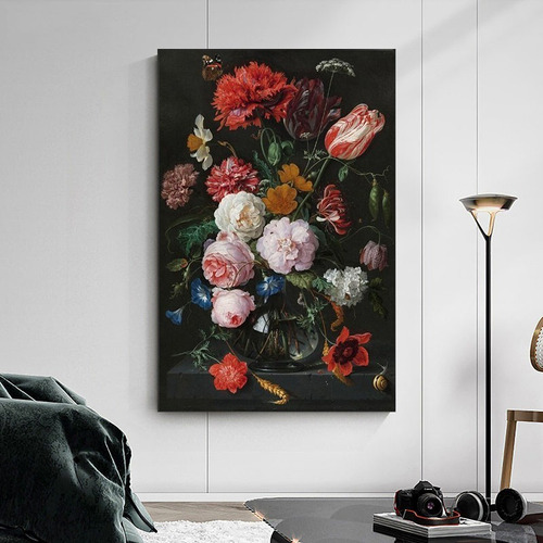 Quadro Decorativo 90x60 Cm. Flores Em Um Vaso De Vidro