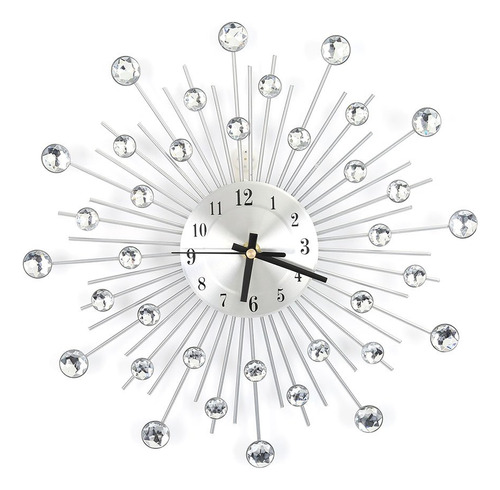 Reloj Pared Moda Metal Lujo 12  Tictac Diamante Para Sala