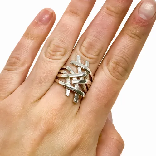 Anillo Lazos Entrelazados Plata 925 Macizo T:17