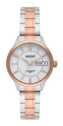 Relogio Orient Feminino Prata E Rose Pequeno Stras Aço Inox