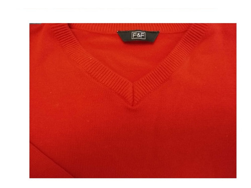 Pullover Sueter Cuello En V Color Rojo Niños Impecable