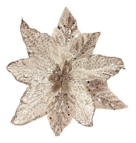 Flor 25cm Plata Arbol De Navidad Adornos Decoracion X4u