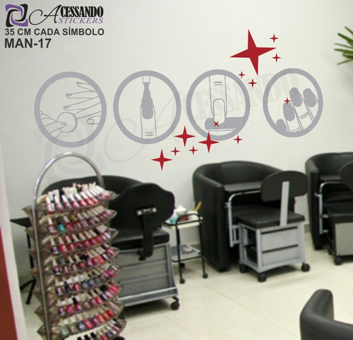 Imagem 3 de 6 de Adesivo Papel De Parede Manicure Cabeleireiro Exclusividade!