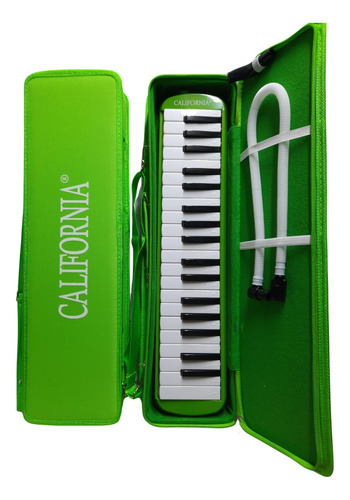 Flauta Melodica California 37 Teclas Verde Con Estuche Rígid