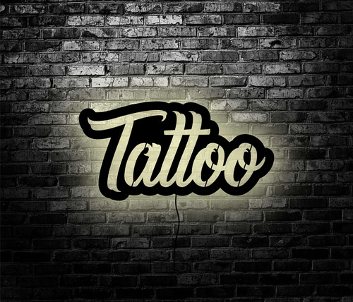 Cartel Cuadro Retroiluminado Led Tattoo Cursiva Tatuajes