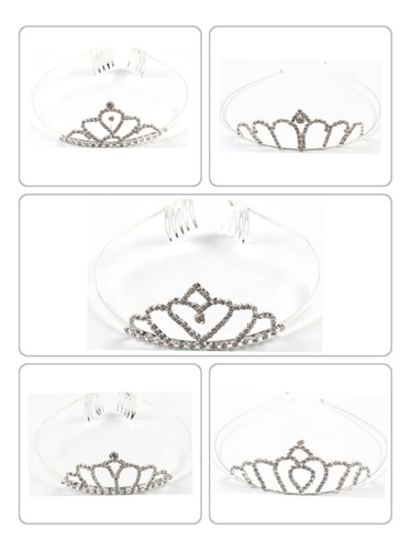 Pack 3 Unid Diadema Tiara Corona Diseño Princesa De 4*12 Cm.