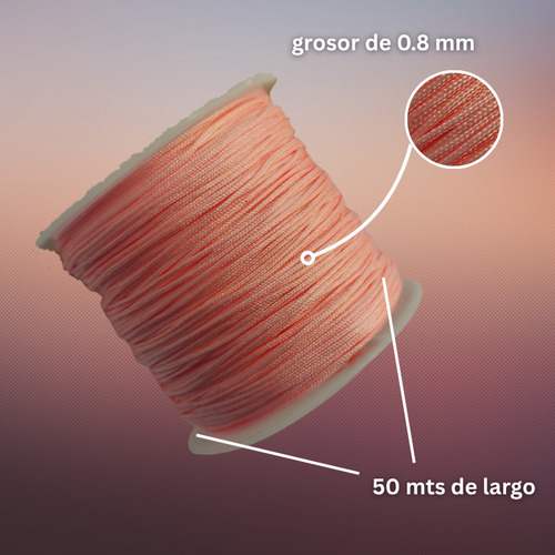 Rollo Hilo Chino 0.8mm Insumo De Bisutería Todo Los Colores Salmón