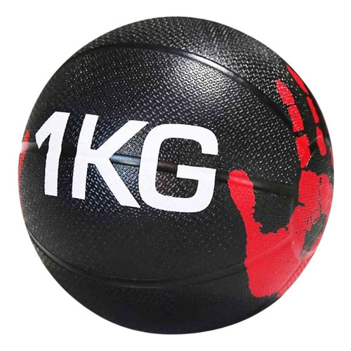 Balón Medicinal 1kg Para Ejercicio Con Rebote Entrenamiento Color Negro Y Rojo