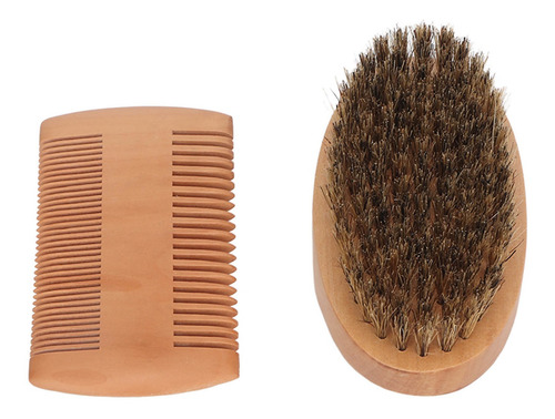 Kit De Cepillos Para Barba De Madera, Doble Cara, Suave Y Mo