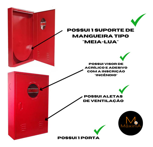 Abrigo De Hidrantes Sobrepor Padrão 90 X 60 X 17cm Bombeiro