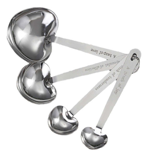 Cucharas Medidoras En Forma De Corazón De Acero Inoxidable E