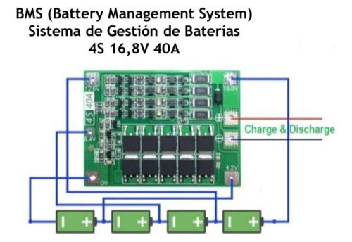 Bms Cargador De Bateria De Litio 4s 40a 16,8v 