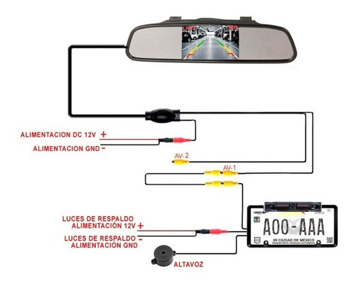 Imagen 4 de 9 de Portaplaca Camara De Revrsa Infraroja + Retrovisor Rca
