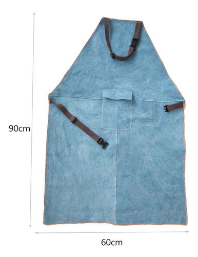 Delantal De Soldadura Resistente Con Bolsillo 60cmx90cm Azul