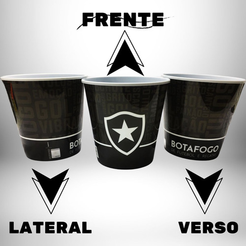 Balde Para Pipoca Grande 2,5l Time Escudo Botafogo