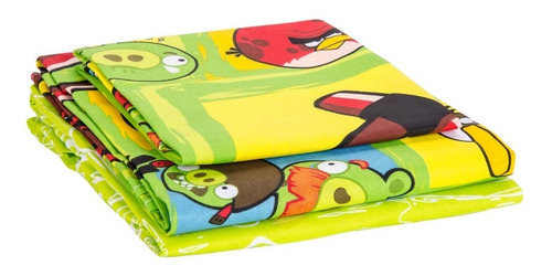 Imagen 1 de 10 de Juego De Sabanas 1 1/2 Plazas Danubio Angry Birds 132 Hilos