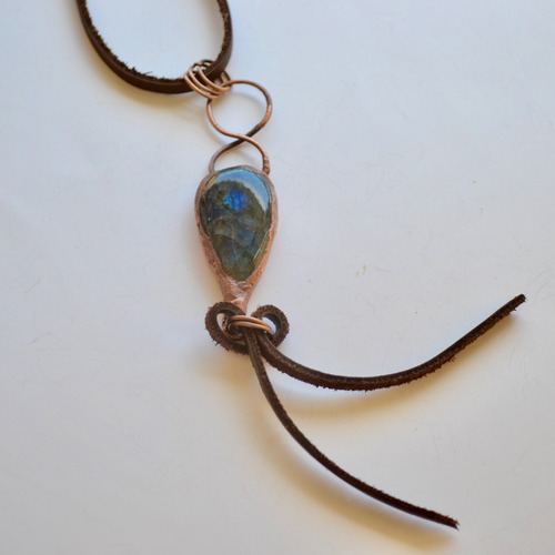 Collar Para Escorpio, Piedra Labradorita Azul Grande, Cod1