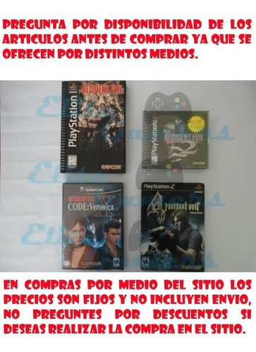 Vendo Paquete Juegos Resident Evil Long Box, Code Veronica X (Usado)