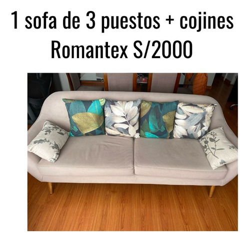 Sofa 3 Puestos Más Cojines Romantex