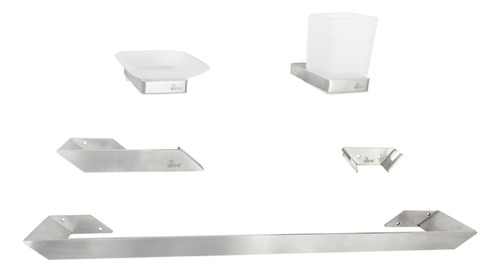 Bari Set De Accesorios De Baño 5 Piezas Satinado Cuadrado 