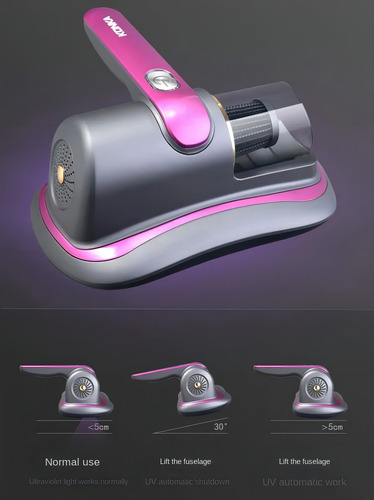 Aspirador Portátil Anti-ácaro Esterilização Luz Uv Sem Fio Cor Rose