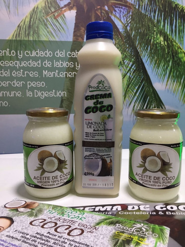 2 Uds Aceite Coco 500ml + 1 Ud Crema De Coco Para Limonada