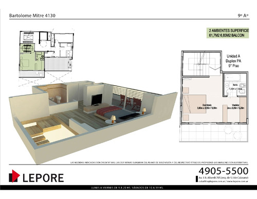 Bartolomé Mitre 4130 1, 2 y 2 ambientes en duplex