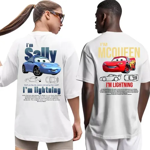 Kit Camiseta Casal Streetwear Carros Mcqueen + Sally