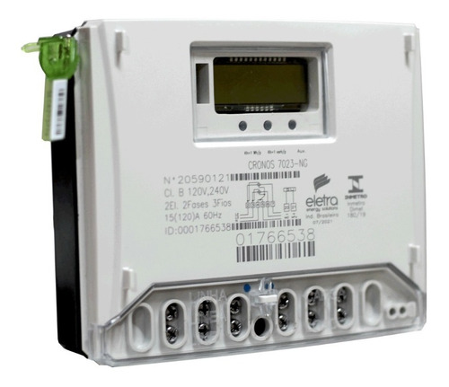 Medidor De Energia Elétrica Bifasico Eletra Cronos 7023-ng 110v/220v Por Fase - Apenas 2 Fase (bifásico)