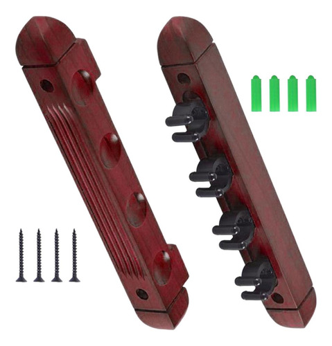 Pool Cue Rack Garra Soporte Para Caña De Pescar Madera Rojo