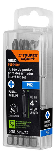 Puntas Para Desarmador Philips #2 Largo 4'' Truper 101812