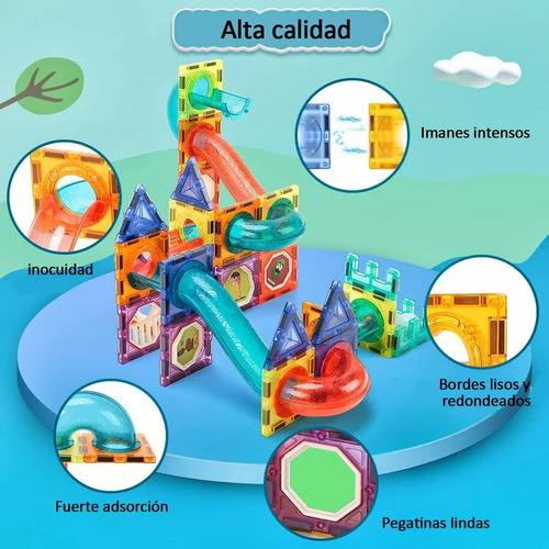 Pista De Bolitas Juego De Encaje Y Bloques Magnéticos 105pcs