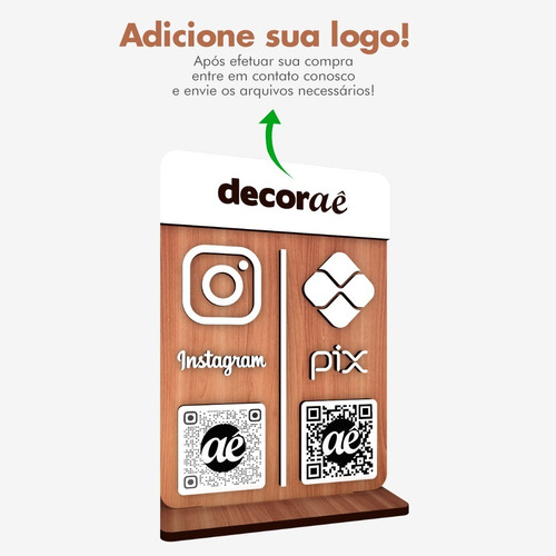 Imagem 1 de 5 de Placa Pix Instagram Qr Code Decoração Balcão Parede Loja 