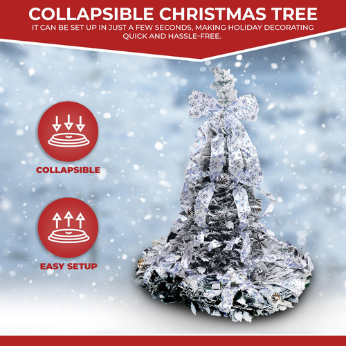 Árbol De Navidad Flocado Decorado 1.80 M Con Luces Y Decorac