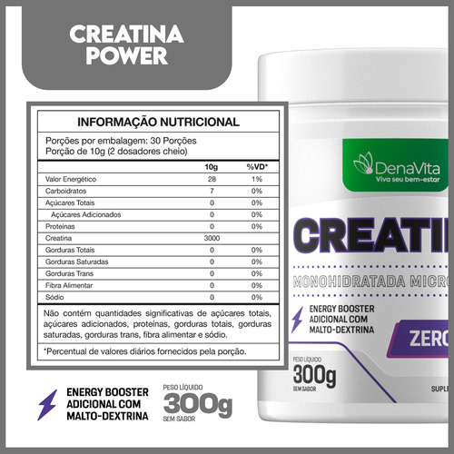 Kit 5 Creatina Monohidratada Creatine Turbo X3 - Denavita
