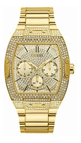 Guess Reloj Acentuado De Cristal De 43 X 51 Mm, Tono Dorado,