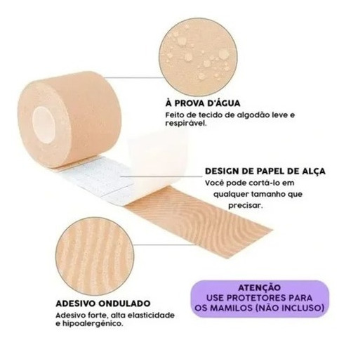 Sutiã Invisível Adesivo Fita Sustentação Seios Levanta Peito