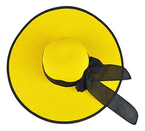 Dreshow Sombrero De Paja Con Lazo Para Mujer, Plegable, Para