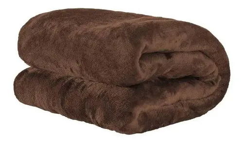 Cobertor Life Tex II Microfibra casal cor marrom-escuro com design liso de 200cm x 180cm